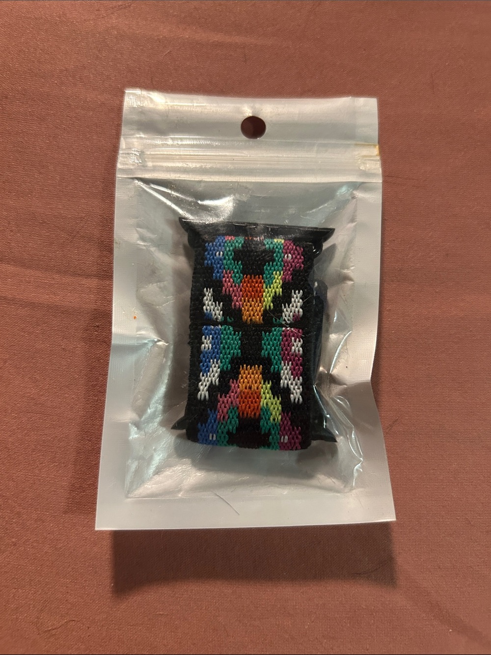 Woven Multicolor Patterned Fabric Bracelets - Black Base